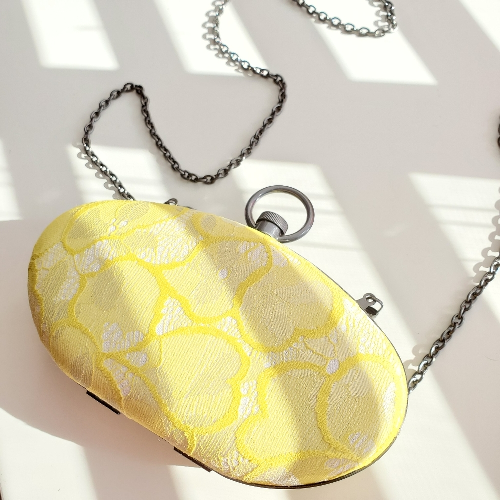 Vibrant Yellow Floral Clutch